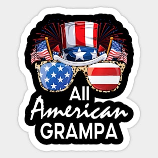 All American Grampa 4th of July USA America Flag Sunglasses Sticker